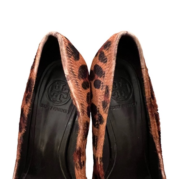 Tory Burch Sophie Wood Wedge Calf Hair Animal Print Heels 9 - Picture 7 of 11